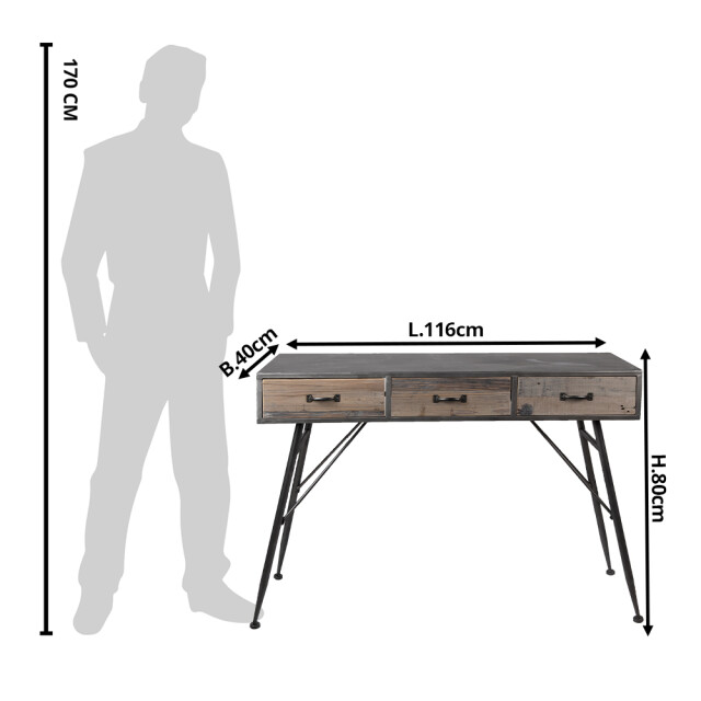 Clayre & Eef Sidetable 116x40x80 cm ijzer hout rechthoek wandtafel 1365253 large