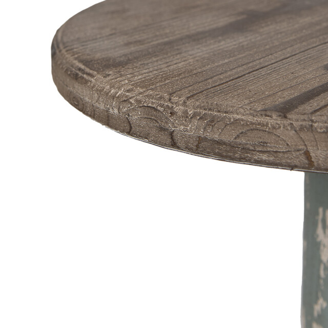 Clayre & Eef Bijzettafel Ø 48x65 cm grijs hout rond 2956461 large