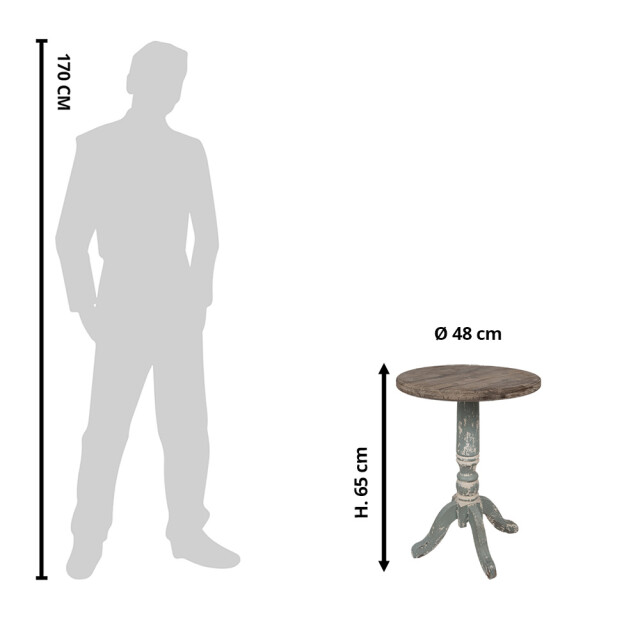 Clayre & Eef Bijzettafel Ø 48x65 cm grijs hout rond 2956461 large