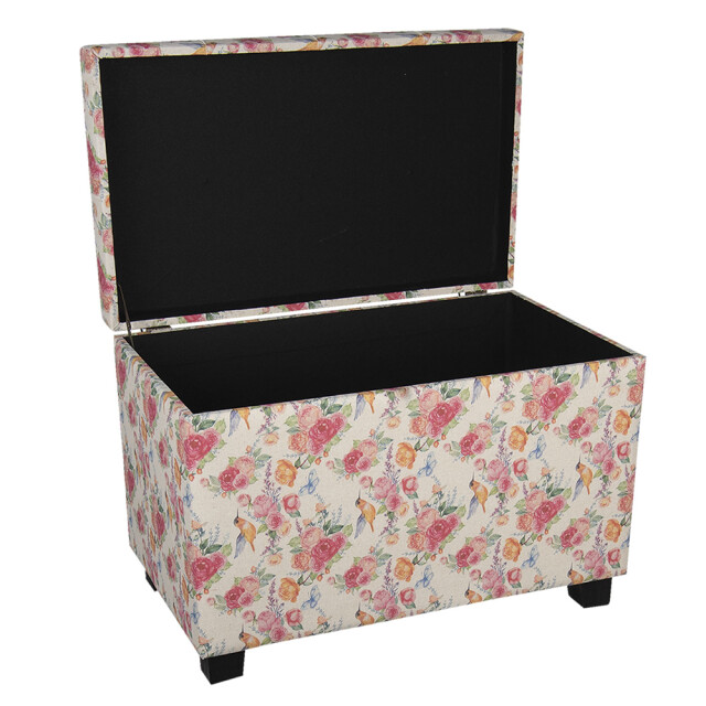 Clayre & Eef Poef 60x36x43 cm hout textiel rechthoek hocker 1089246 large