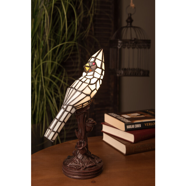LumiLamp Tiffany tafellamp vogel 15x12x33 cm kunststof glas tiffany 1536938 large