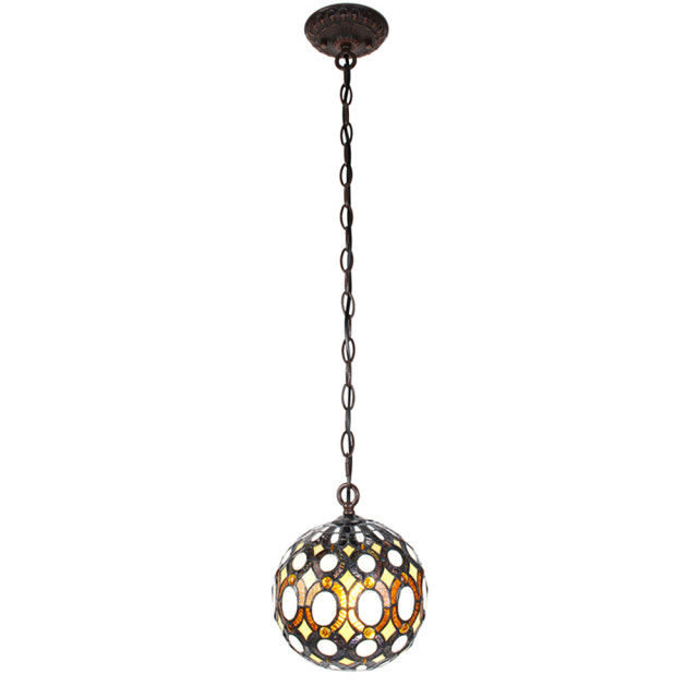 LumiLamp Hanglamp tiffany Ø 20x116 cm metaal glas rond hanglamp eettafel 2201433 large