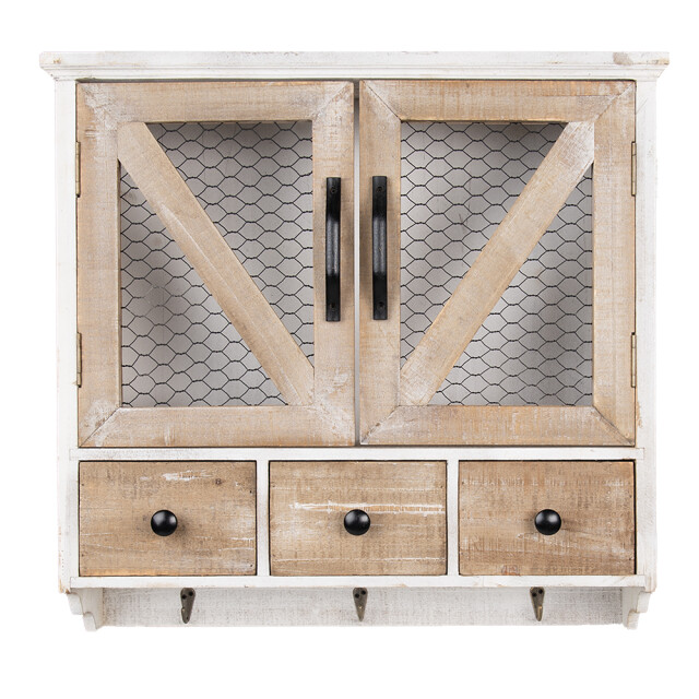 Clayre & Eef Wandkast 53x15x51 cm bruin hout metaal rechthoek opbergkast 2229968 large