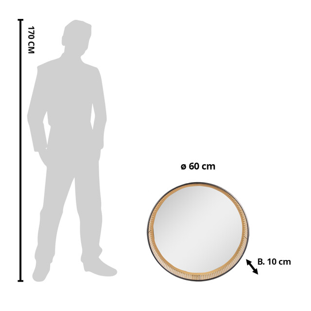 Clayre & Eef Spiegel Ø 60 cm metaal rond grote spiegel 2230448 large