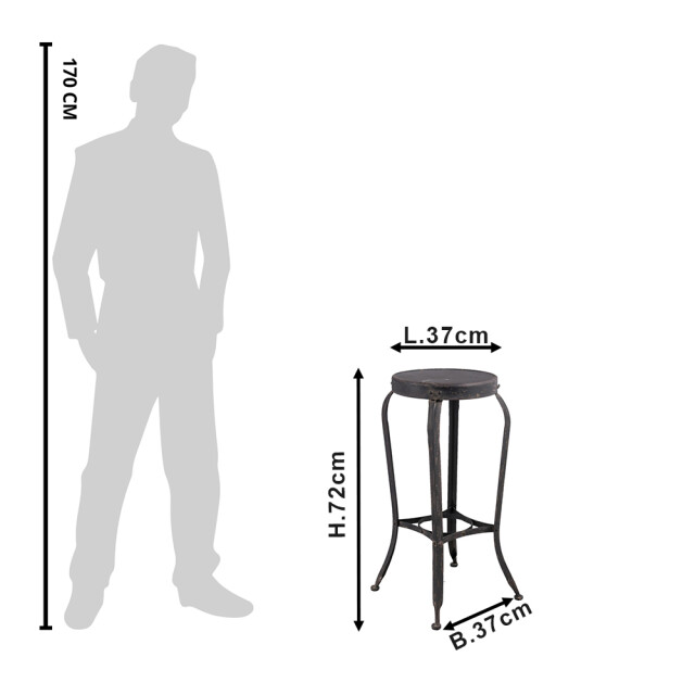 Clayre & Eef Barkruk 37x37x72 cm ijzer rond kruk 1097186 large