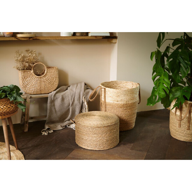 Clayre & Eef Poef Ø 40x23 cm zeegras rond hocker 1315923 large