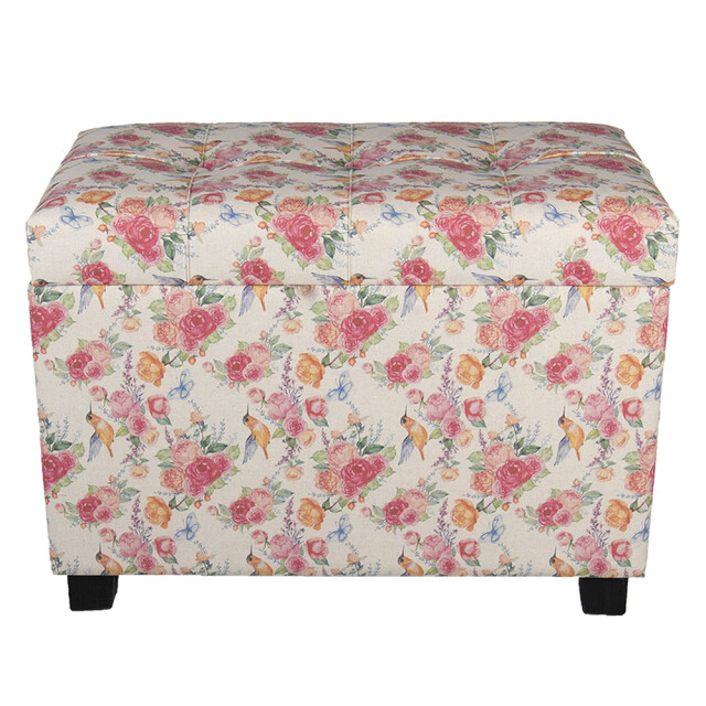 Clayre & Eef Poef 60x36x43 cm hout textiel rechthoek hocker 1089246 large