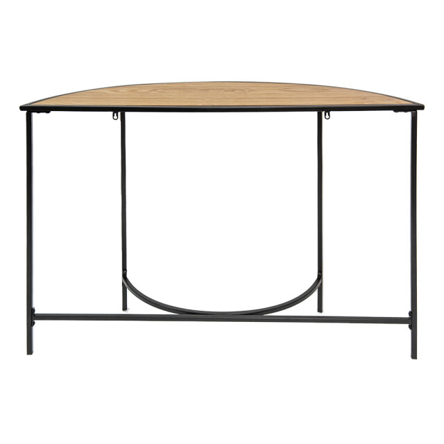 Clayre & Eef Sidetable 120x31x81 cm bruin ijzer hout halfrond wandtafel 2200069 large