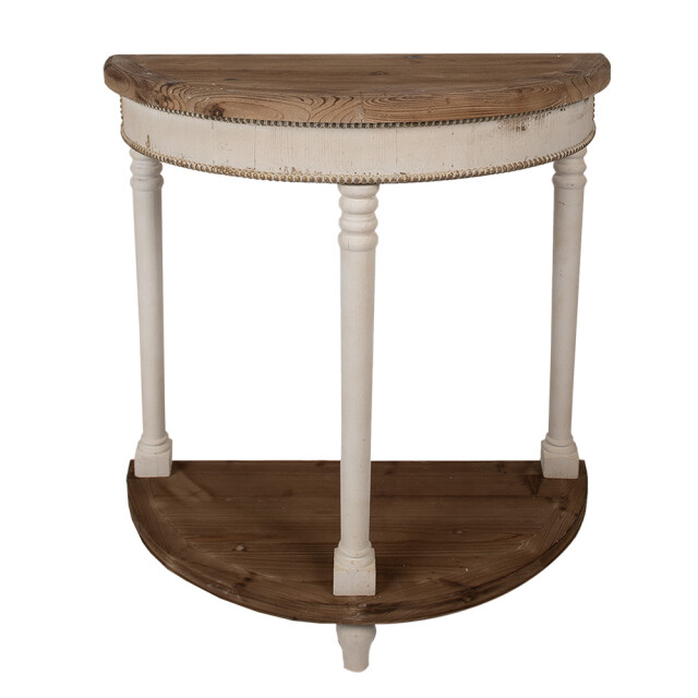 Clayre & Eef Sidetable 83x40x87 cm bruin hout halfrond wandtafel 2649061 large