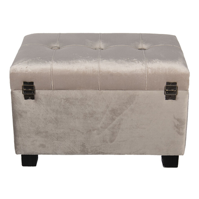 Clayre & Eef Poef 50x34x33 cm hout textiel rechthoek hocker 1089248 large