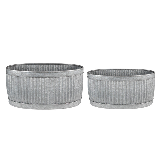 Clayre & Eef Decoratie zinken teil set van 2 52x25x26 cm metaal ovaal 2709828 large
