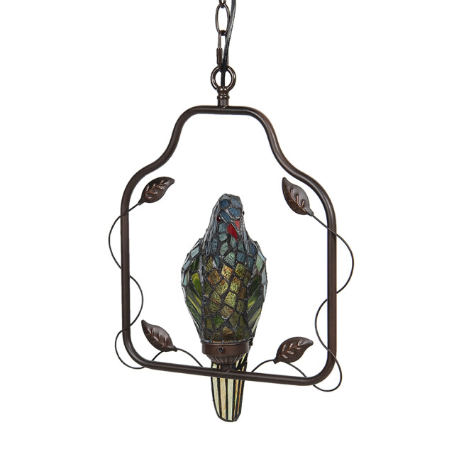LumiLamp Plafondlamp tiffany papegaai blauw metaal glas plafonniere 1251083 large