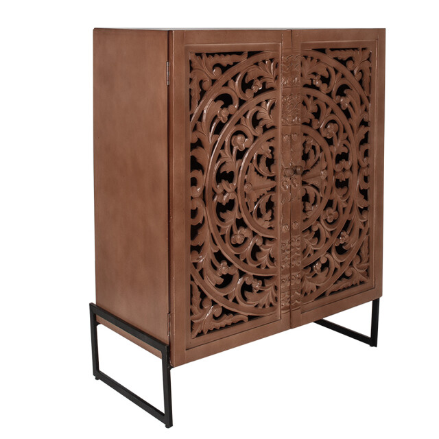 Clayre & Eef Wandkast 90x45x115 cm hout rechthoek bloemen opbergkast 2387996 large