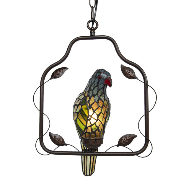 LumiLamp Plafondlamp tiffany papegaai blauw metaal glas plafonniere 1251083 large
