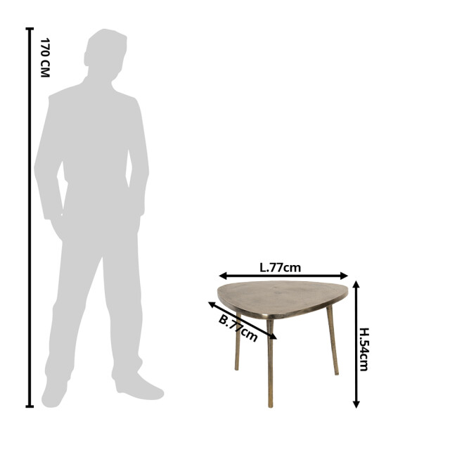 Clayre & Eef Salontafel 77x77x54 cm aluminium driehoek bijzettafel 1218362 large