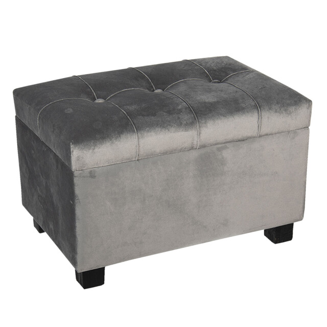 Clayre & Eef Poef 50x34x33 cm hout textiel rechthoek hocker 1089249 large