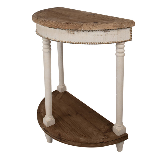 Clayre & Eef Sidetable 83x40x87 cm bruin hout halfrond wandtafel 2649061 large