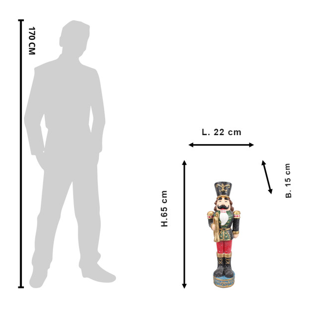 Clayre & Eef Beeld notenkraker 65 cm polyresin kerstdecoratie 2040836 large