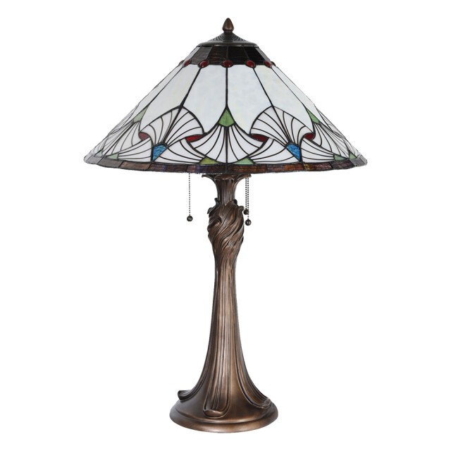 LumiLamp Tiffany tafellamp Ø 51x78 cm blauw glas driehoek tiffany 1195443 large