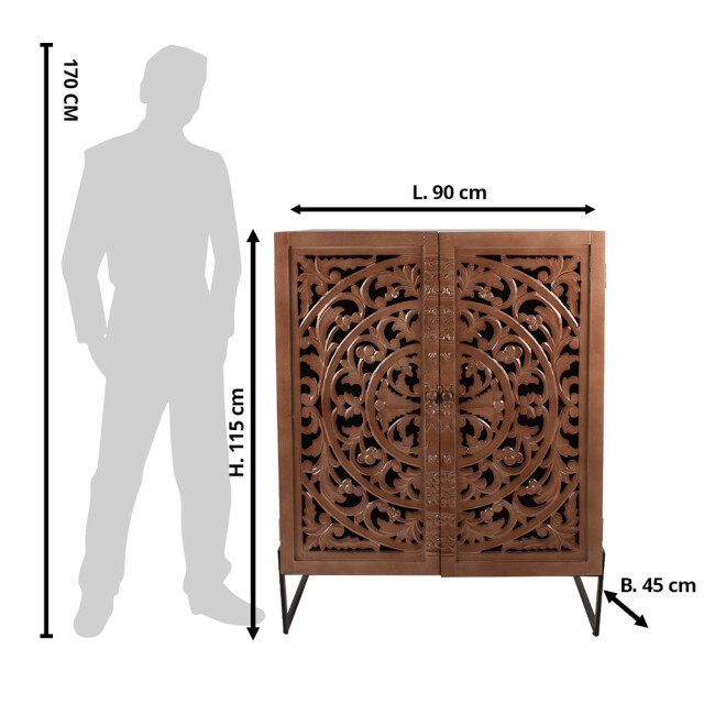 Clayre & Eef Wandkast 90x45x115 cm hout rechthoek bloemen opbergkast 2387996 large
