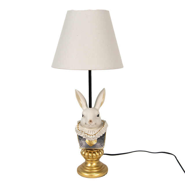Clayre & Eef Tafellamp konijn Ø 23x53 cm kunststof bureaulamp 1936355 large