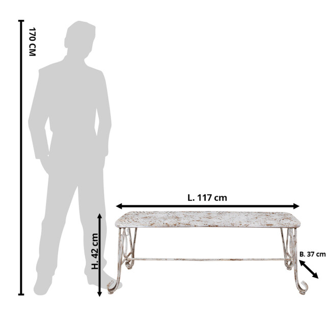 Clayre & Eef Tuinbank 117x37x42 cm bruin ijzer 2920283 large