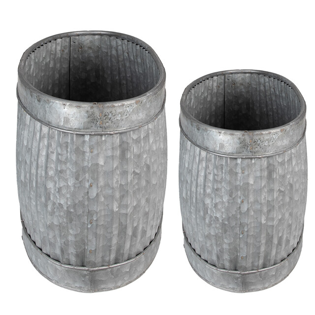 Clayre & Eef Decoratie zinken teil set van 2 52x25x26 cm metaal ovaal 2709828 large