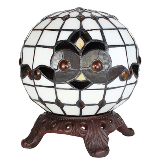 LumiLamp Tiffany tafellamp Ø 20x25 cm zwart glas rond tiffany bureaulamp 2201432 large
