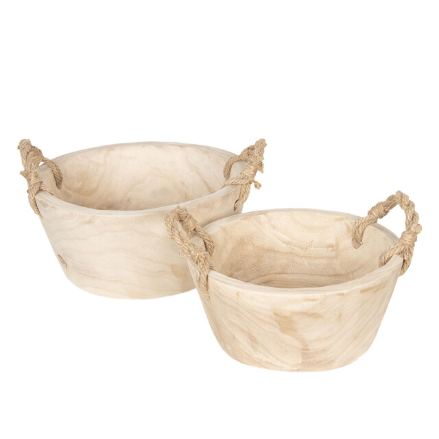 Clayre & Eef Opbergmand set van 2 Ø 36 / Ø 29 cm hout rond mand 1089927 large