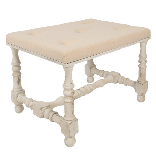 Clayre & Eef Hocker 62x47x46 cm hout textiel poef 2704945 large