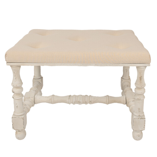Clayre & Eef Hocker 62x47x46 cm hout textiel poef 2704945 large