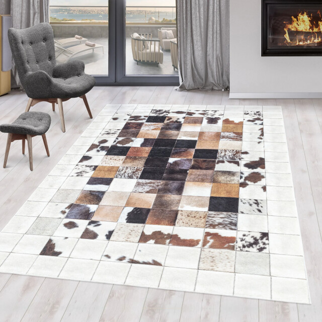 Muratap Fiesta wasbaar vloerkleed laagpolig patchwork design - woonkamer 2951398 large