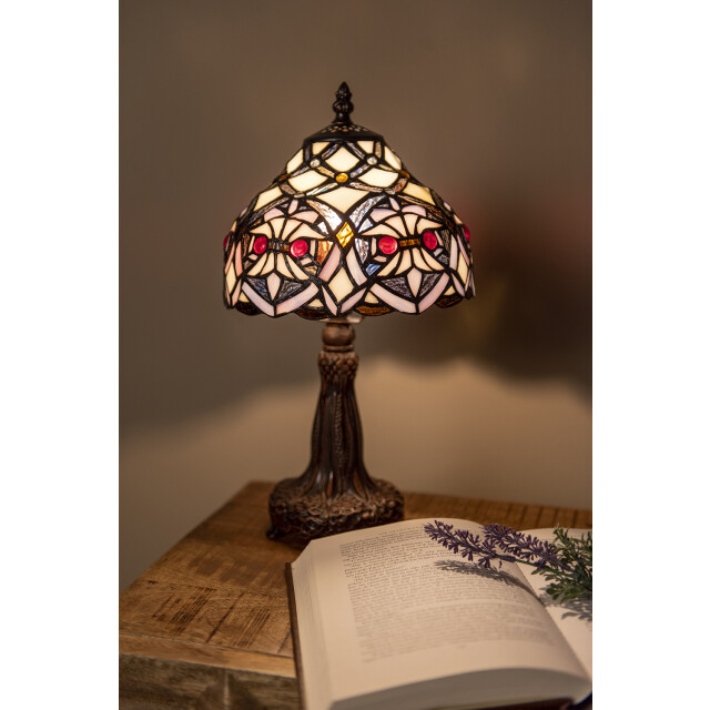 LumiLamp Tiffany tafellamp Ø 20x37 cm wit kunststof glas tiffany 1980514 large
