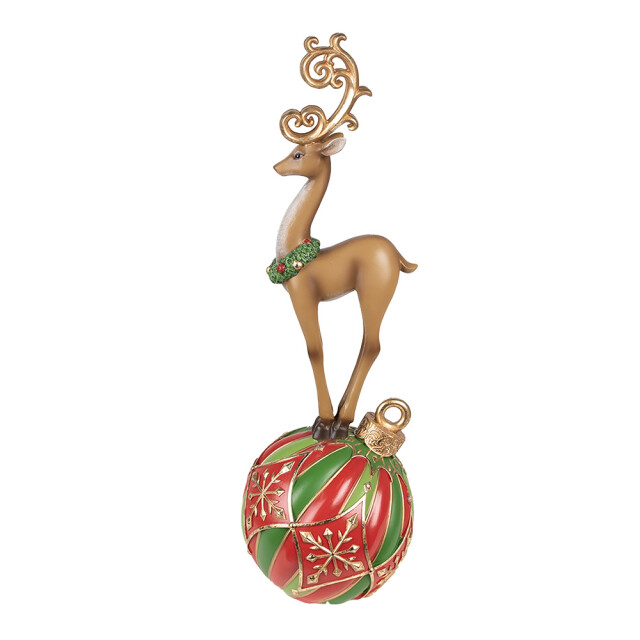 Clayre & Eef Beeld rendier 43 cm rood polyresin kerstdecoratie 2614339 large