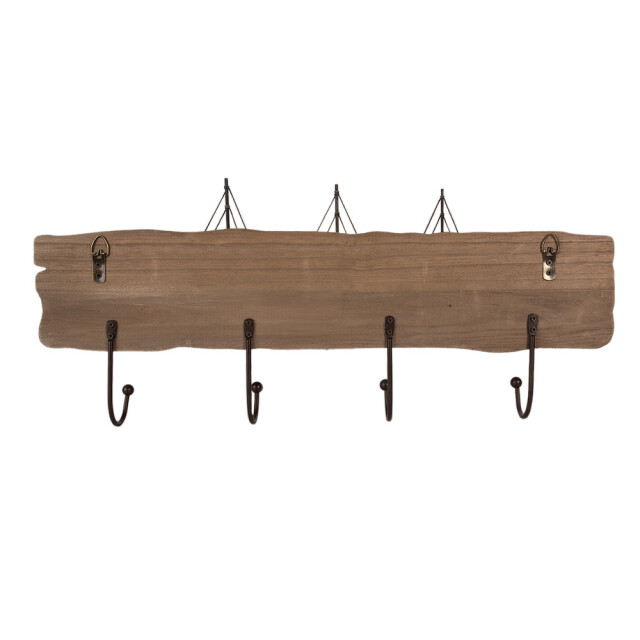 Clayre & Eef Wandkapstok 4 haken 63x8x27 cm hout ijzer bootjes 2823015 large