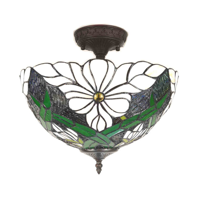LumiLamp Plafondlamp tiffany Ø 36x35 cm groen kunststof glas plafonniere 1980512 large
