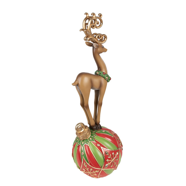 Clayre & Eef Beeld rendier 43 cm rood polyresin kerstdecoratie 2614339 large