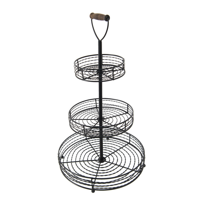 Clayre & Eef Etagère 3 laags Ø 34x59 cm ijzer rond fruitschaal etagère 1767791 large