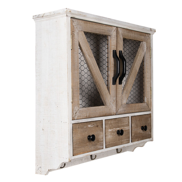 Clayre & Eef Wandkast 53x15x51 cm bruin hout metaal rechthoek opbergkast 2229968 large