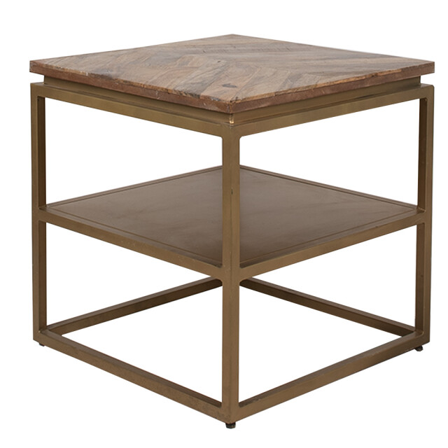 Clayre & Eef Bijzettafel 51x51x49 cm hout ijzer vierkant 2394473 large