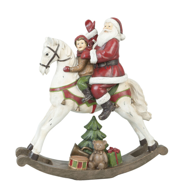 Clayre & Eef Beeld kerstman 30 cm wit polyresin kerstdecoratie 1401678 large