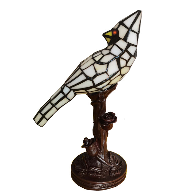 LumiLamp Tiffany tafellamp vogel 15x12x33 cm kunststof glas tiffany 1536938 large