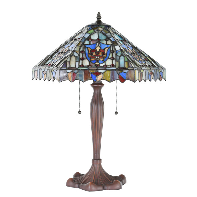 LumiLamp Tiffany tafellamp Ø 47x60 cm blauw glas kunststof rond tiffany 2163763 large