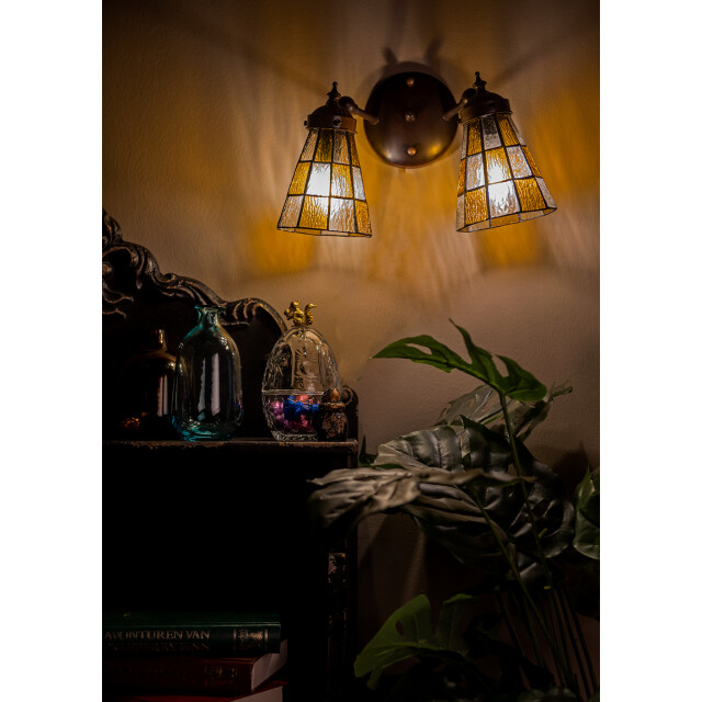 LumiLamp Wandlamp tiffany 30x23x23 cm glas metaal rond muurlamp 1985713 large