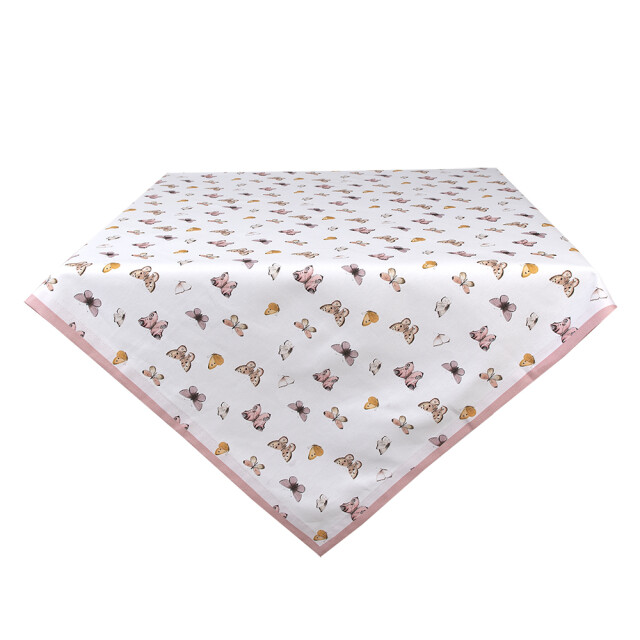 Clayre & Eef Tafelkleed 150x250 cm roze katoen rechthoek vlinders 2336284 large