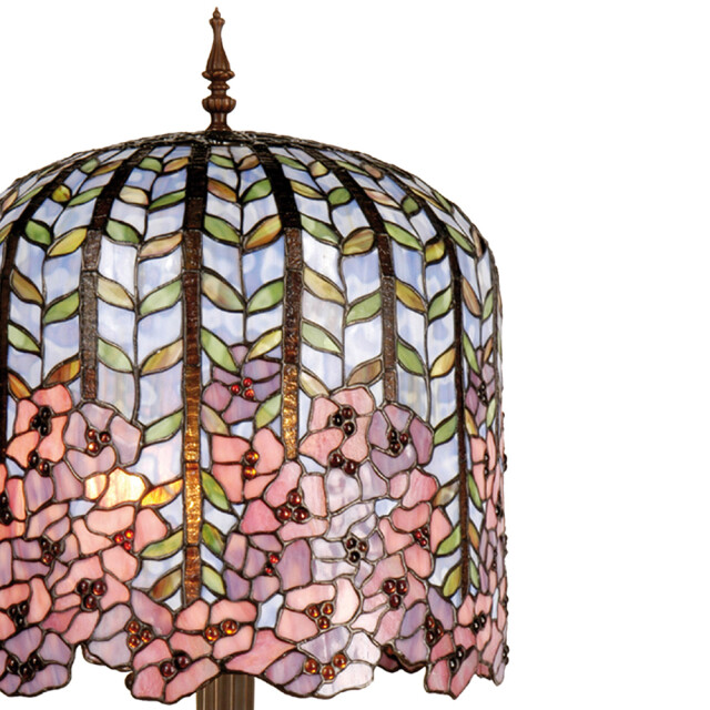LumiLamp Tiffany tafellamp Ø 40x84 cm roze glas rechthoek bloemen tiffany 1088483 large