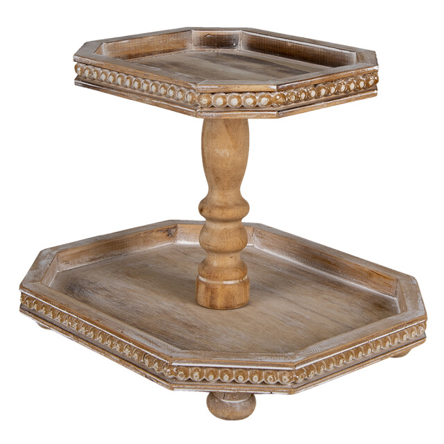 Clayre & Eef Etagère 2 laags 38x33x31 cm hout serveerschaal 1549817 large