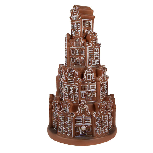 Clayre & Eef Gingerbread house met led Ø 18x33 cm kunststof kerstdecoratie 2927786 large