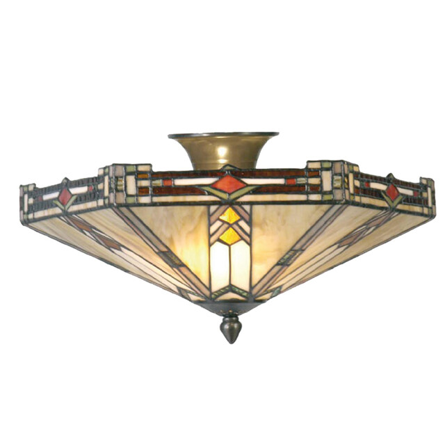 LumiLamp Plafondlamp tiffany Ø 40x23 cm bruin metaal glas plafonniere 1127979 large
