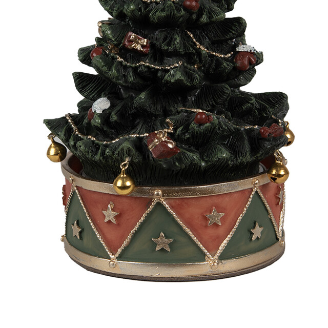 Clayre & Eef Muziekdoos kerstboom Ø 12x18 cm rood kunststof 2982026 large